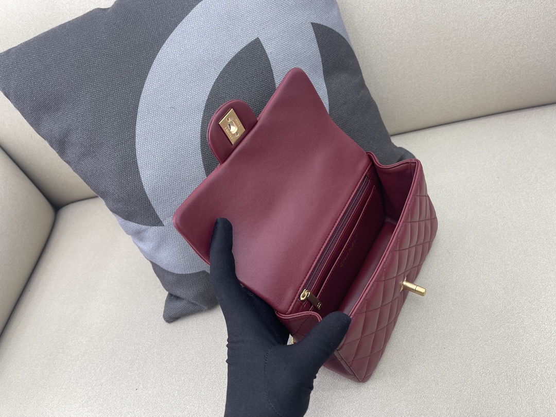 Small Classic Flap Lambskin Handbag Shoulder Bag AS2431 Burgundy